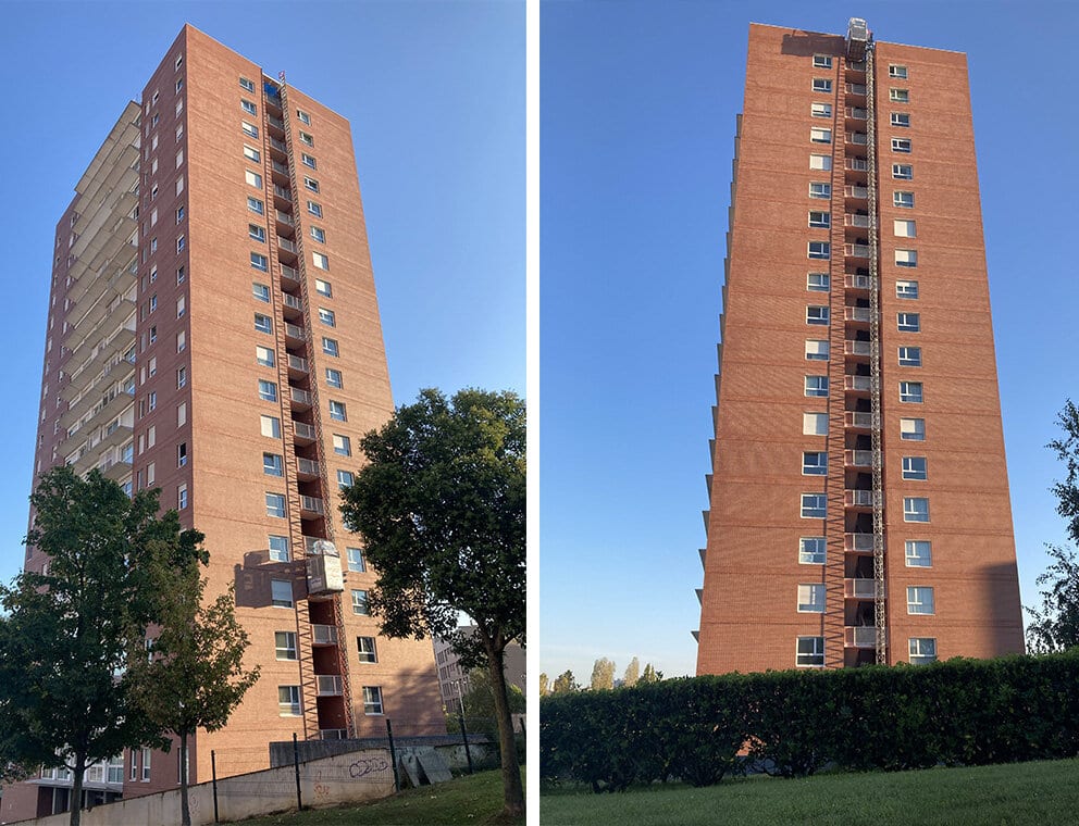 ALBA EPM1000 henkilötavrahissi kerrostalon seinällä