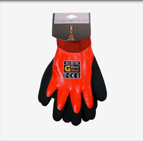 Double Winter grip latex työkäsine, Punainen